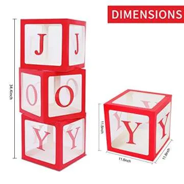 Gichies Red and White Large Transparent Box Balloon Box Letter Box for Baby Shower Decor Wedding Engagement Birthday Graduation Party Decorations Gender Reveal Home Decor(Red Blocks)