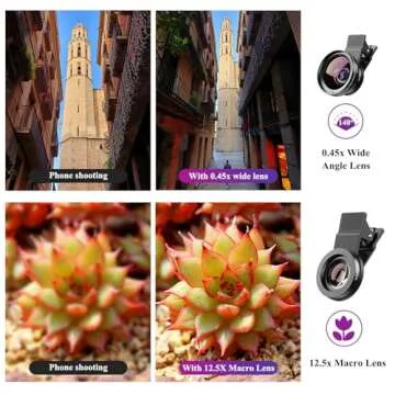 Apexel Phone Camera Lens, 2 in 1 Cell Phone Clip-on Lens Kit 0.45X Wide Angle Lens 140°+ 12.5X Macro Lens Clip-on iPhone Lens for iPhone Samsung and Most of Android Smartphone