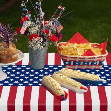 QZYL Patriotic 4th of July Tablecloths - 4 Pack