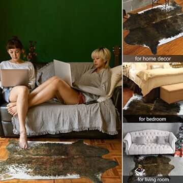 AROGAN Faux Cowhide Rug 4.6'x5.2' for Western Decor