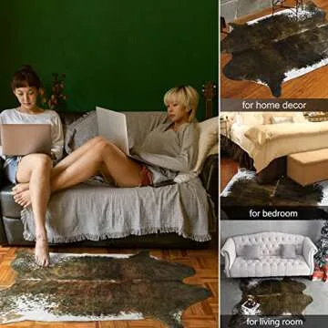 AROGAN Faux Cowhide Rug 4.6'x5.2' for Western Decor