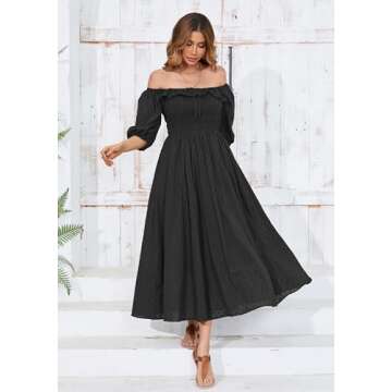 R.Vivimos Women Summer Half Sleeve Cotton Ruffled Vintage Elegant Backless A Line Flowy Long Dresses...