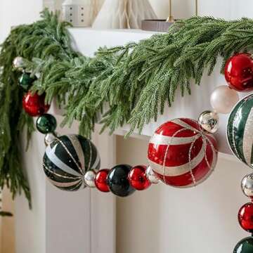 YIGETREE Norfolk Pine Garland - 8.86ft Artificial Christmas Garland Long Faux Greenery Garland,Real ...