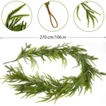 YIGETREE Norfolk Pine Garland for Holiday Decor