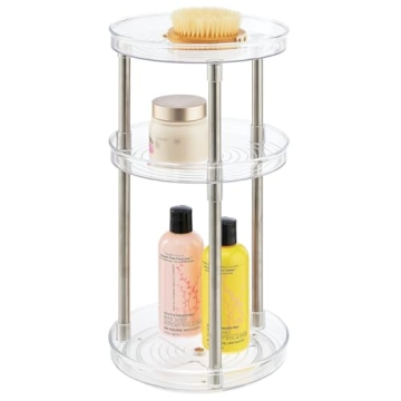 mDesign Spinning 3-Tier Lazy Susan 360 Rotating Makeup Organizer Storage Tower - Beauty Cosmetic Org...