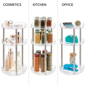 mDesign 3-Tier Rotating Makeup Organizer for Vanity