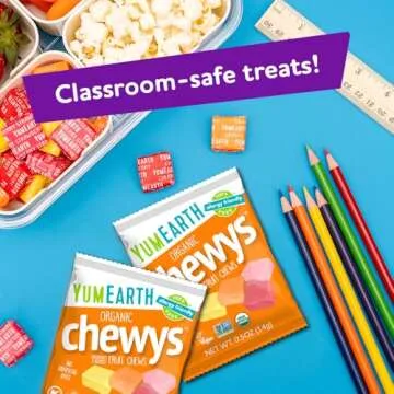 YumEarth Organic Chewys Fruit Flavored Candy Chews - Allergy Friendly, Gluten Free, Non-GMO, Vegan, No Artificial Flavors or Dyes - Assorted Flavors, 7.5 oz.