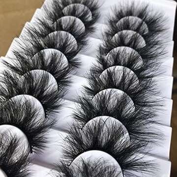GMAGICTOBO False Eyelashes Fluffy Wispy Eyelashes Faux 3D Mink Lashes Thick Volume Long Soft Dramatic Strip Eye Lashes Pack 8 Pairs