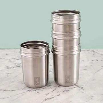 Elk and Friends Stainless Steel Cups | 10 oz Mason Jar design | Kids & Toddler Cups with Silicone Sleeves & Straws with Stopper | Smoothie Cups