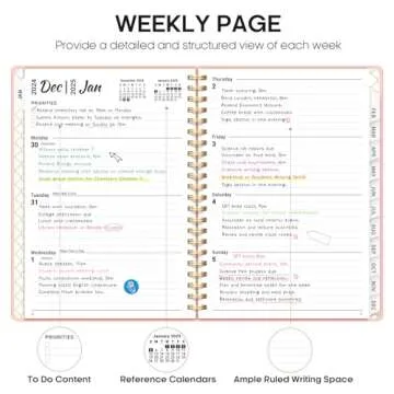 2025 Planner - Weekly and Monthly Planner Spiral Bound, January 2025 - December 2025, Hardcover 2025 Calendar Planner Book with Tabs, Inner Pocket, Perfect for Office Home School Supplies - A5 (6.3" x 8.5"), Pink