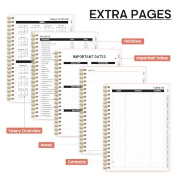 2025 Planner - Weekly and Monthly Planner Spiral Bound, January 2025 - December 2025, Hardcover 2025 Calendar Planner Book with Tabs, Inner Pocket, Perfect for Office Home School Supplies - A5 (6.3" x 8.5"), Pink