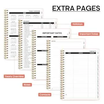 2025 Planner - Weekly and Monthly Planner Spiral Bound, January 2025 - December 2025, Hardcover 2025 Calendar Planner Book with Tabs, Inner Pocket, Perfect for Office Home School Supplies - A5 (6.3" x 8.5"), Pink