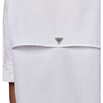 Columbia Women's PFG Bahama II Long Sleeve Shirt, Breathable, UV Protection, White, Small