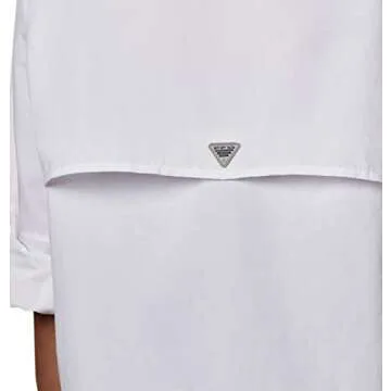 Columbia Women's PFG Bahama II Long Sleeve Shirt, Breathable, UV Protection, White, Small