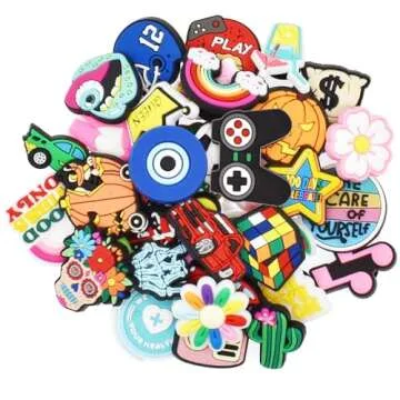 Pabucle Shoe Charms, Lot of 25,40,80,100,120,200PCS Random PVC Different Shoe Charms for Clog Shoes Decoration Charms (40)