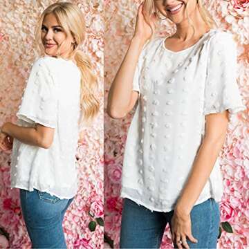 BTFBM Women’s Swiss Dot Casual Summer Blouse - Stylish & Comfort