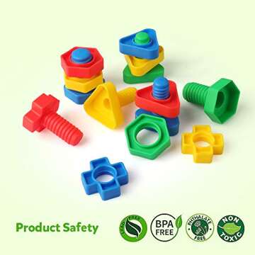 Coogam 32 PCS Jumbo Nuts and Bolts for Kids