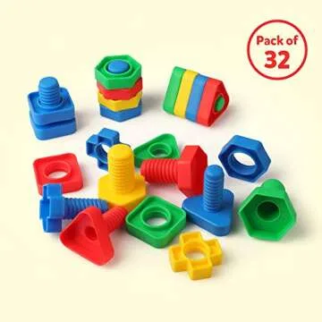 Coogam 32 PCS Jumbo Nuts and Bolts for Kids