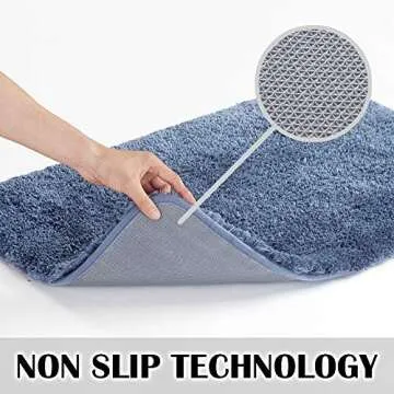 Suchtale Large Bathroom Rug Extra Soft and Absorbent Shaggy Bathroom Mat (24 x 40, Blue) Machine Washable Microfiber Bath Mat for Bathroom, Non Slip Bath Mat, Luxury Bathroom Floor Mats Rubber Back