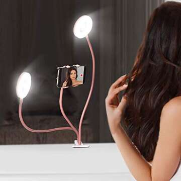 Aduro U-Stream Selfie Ring Light & Stand: Twin Dual Lights for iPhone & Android