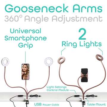 Aduro Selfie Ring Light with Flexible Phone Holder