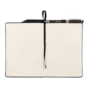 Black And Gold Religious Folio And Pen Set/The Lord Is My Strength Black And Gold Faux Leather Padfolio Notebook With Pen/Modern Christian Journal Present Set