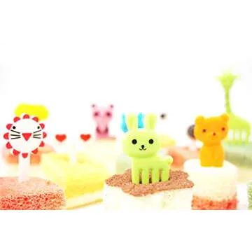 40PCS Animal Fruit Food Picks, Bento Box Picks, Mini Cartoon Animal Food Toothpicks, Lunch Bento Forks Picks for Kids