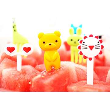 40PCS Animal Fruit Food Picks, Bento Box Picks, Mini Cartoon Animal Food Toothpicks, Lunch Bento Forks Picks for Kids