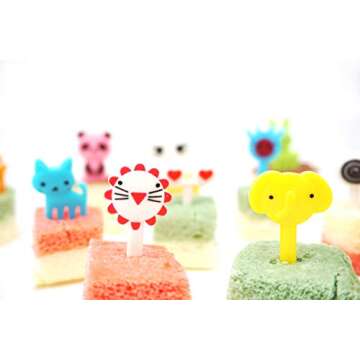 40PCS Animal Fruit Food Picks, Bento Box Picks, Mini Cartoon Animal Food Toothpicks, Lunch Bento Forks Picks for Kids