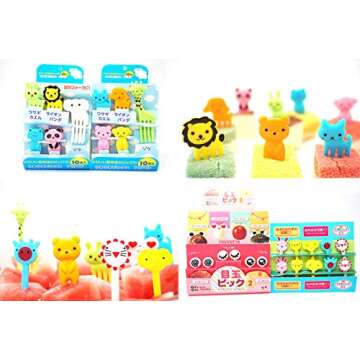 40PCS Animal Fruit Food Picks, Bento Box Picks, Mini Cartoon Animal Food Toothpicks, Lunch Bento Forks Picks for Kids