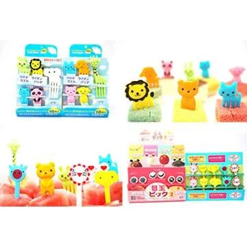 40PCS Animal Fruit Food Picks, Bento Box Picks, Mini Cartoon Animal Food Toothpicks, Lunch Bento Forks Picks for Kids