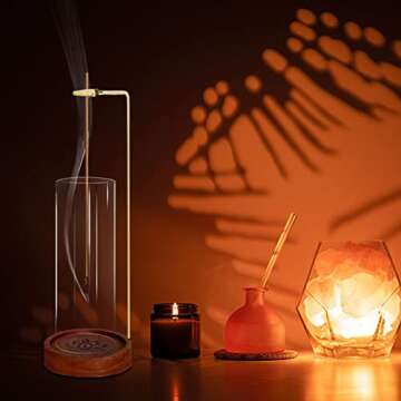 Handmade Wooden Incense Burner Ash Catcher with Brass