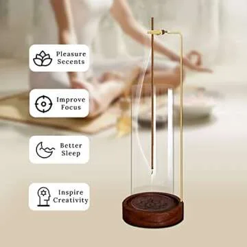 Handmade Wooden Incense Burner Ash Catcher with Brass