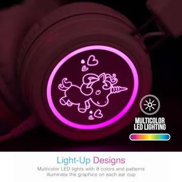 MEE audio KidJamz KJ55 Safe Listening USB-C Headphones for Children with Multicolor LED Lights, Volume Limiter, & Microphone; On-Ear Wired Kids Headset for iPhone 16, iPad, & USB Type C Devices (Pink)