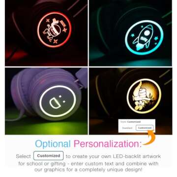 MEE audio KidJamz KJ55 Safe Listening USB-C Headphones for Children with Multicolor LED Lights, Volume Limiter, & Microphone; On-Ear Wired Kids Headset for iPhone 16, iPad, & USB Type C Devices (Pink)