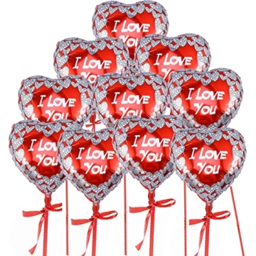 BinaryABC I Love You Balloons,Valentine Engagement Wedding Party Decorations,10Pcs