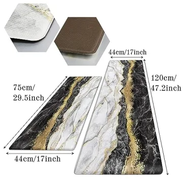 Black Gold Marble Kitchen Mat Set for Comfort and Style