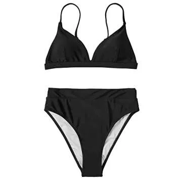 SUUKSESS Women High Waisted High Cut Bikini Set Sexy Triangle Two Piece Swimsuits
