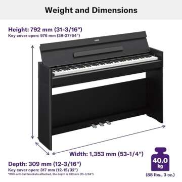 Yamaha YDPS55 Arius Series Slim Digital Console Piano, Black