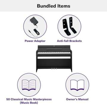 Yamaha YDPS55 Arius Series Slim Digital Console Piano, Black