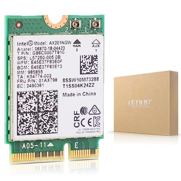 Intel AX201NGW Wi-Fi 6 Wireless Card M.2: CNVio2, Bluetooth 5.2, 2400Mbps 2.4 GHz 5 GHz Network Adap...