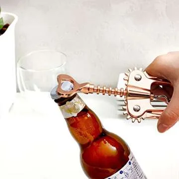 Wing Corkscrew Set by Hanee (Rose Gold) - Wine Bottle Opener - Wine Opener & Beer Bottle Opener with Foil Cutter and Pouch, Wine Accessories For Kitchen Chateau Restaurant Bars and Waiters