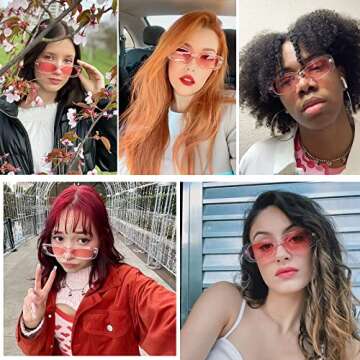 Tskestvy 3 Pack Women’s Rectangle Sunglasses Retro Trendy Square Vintage Glasses Pack 90s Y2K Aesthetic Accessories (H)