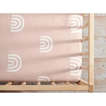 Meracorallo Muslin Fitted Crib Sheet, Soft and Breathable Rainbow Baby Crib Sheet for Standard Crib and Toddler Mattresses