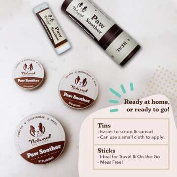 Natural Dog Company Paw Soother Balm for Dogs 1 oz Tin, Organic Soothing & Moisturizing Relief for Dry, Cracked Paws, Winter Healing Relief, Gentle & Lick-Safe