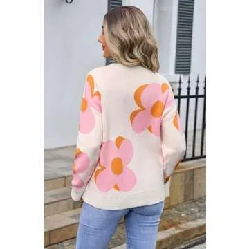Angashion Floral Print Pullover for Cozy Autumn Style