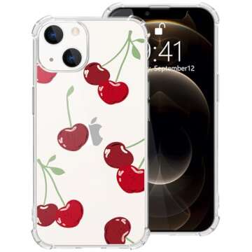 JOYLAND Red Cherry Fruit Pattern Clear Case for iPhone 12/12 Pro - Fashionable TPU Protective Cover