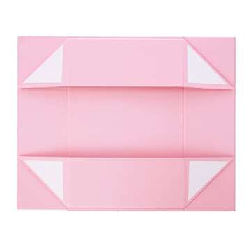 Pink Gift Box with Satin Ribbon Collapsible 11x7.8x3.5 Inches Gift Box with Magnetic Closure Matte Textured Finish Box for Wedding Gifts.