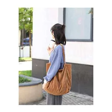 Women Large Corduroy Tote Bag for Everyday Style