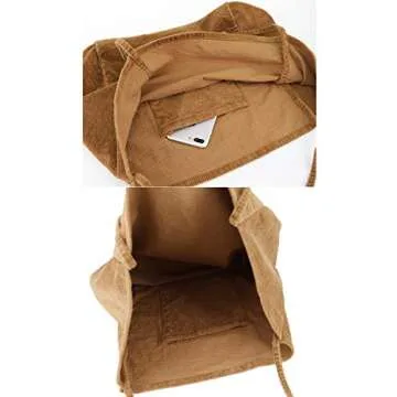 Women Large Corduroy Tote Bag for Everyday Style